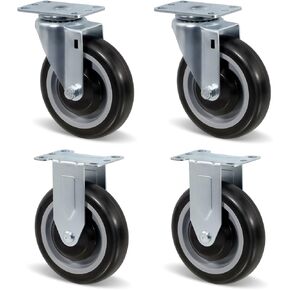 5" Caster Set of 4, Heavy Duty Industrial Caster Wheels with Load 1400lbs Capacity, Polyurethane Shopping Cart Wheels Replacement for Furniture Equipment Dollies(2 Swivel & 2 Rigid)