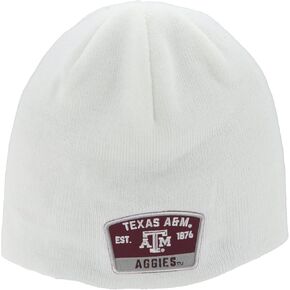 ZHATS NCAA Officially Licensed Beanie Edge Patch Switchback White