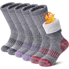 Kids Wool Hiking Socks Boys Girls Merino Wool Socks Thermal Winter Warm Thick Cushion Cozy Boot Crew Socks