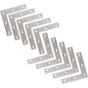Flat L Shaped Corner Bracket, Tiberham 10 Pcs 80 x 80 mm Stainless Steel Right Angle Corner Brace Repair Plate, Heavy Duty Furniture Fastener Joint Corner Connector for Wood Shelf Cabinet Table Chair