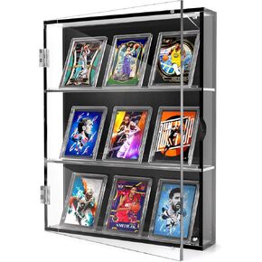 KTRIO Acrylic Baseball Card Display Case, 8 Graded Sports Card Display Case, Wall Mount Trading Cards Frame with UV Protection Magnetic Door for Football Basketball Hockey Trading Card, Horizontal