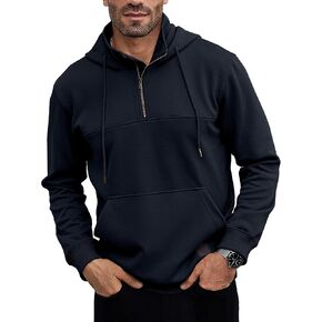 Men's Sweatshirts Cotton Pullover Hoodies Quarter-Zip Loose Fit Ultra Soft Hooded Sweatshirt With Kangaroo Pockets