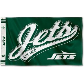 WinCraft New York Jets Script Logo Premium Flag