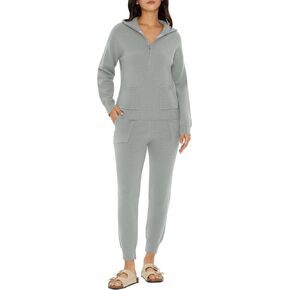 DEEP SELF Women's Sweater Sets Two Piece Outfits Long Sleeve Pullover Half Zip Jogger Pants Lounge Sets with Pockets