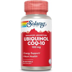 Solaray Ubiquinol CoQ-10 100 mg - CoQH2, Reduced CoQ10 for Enhanced Absorption - Energy and Heart Health Support - 60-Day Guarantee - 30 Servings, 30 Softgels