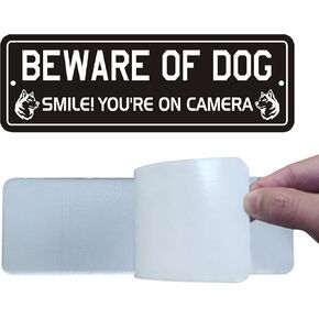Beware of Dog Keep Gate Closed Sign, (2 Pack) Self-adhesive Beware of Dog Signs for Fence, 9 x 3 inch Dogs Sign for House Door or Wall, Aluminum Metal Sings for Indoor Outdoor