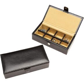 Cuff-Daddy 8-Pair Leather Travel Cufflink Rings Box Case Storage