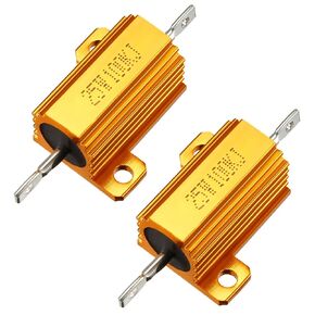 uxcell 25W 100k Ohm 5% Aluminum Housing Resistor Screw Tap Chassis Mounted Aluminum Case Wirewound Resistor Load Resistors Gold Tone 2 pcs