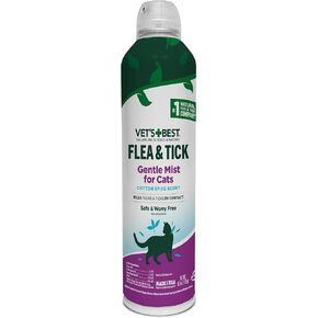Vet’s Best Flea and Tick Gentle Mist for Cats – Cotton Spice Scent – Plant-Powered Flea and Tick Prevention – Pest Protection for Pets – Gentle Spray – 6.3oz