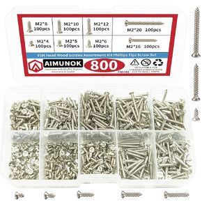 800pcs M2 Self Tapping Screw Assortment Kit Tapping Screw Assortment Kit Lock Nut Wood Thread Nail Screw Sets Self Lock Nut Wood Thread Nail Screw Sets