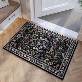 8x10 Area Rugs for Living Room Washable Rug Floral Non-Slip Large Rug for Living Room, Bedroom, Farmhouse, Dining Room, Kids Playroom(Blue)