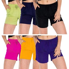 Sexy Basics Women's 6 Pack Drawstring Shorts/Semi-Sheer Casual - Lounge - Sleep - Spa Shorts