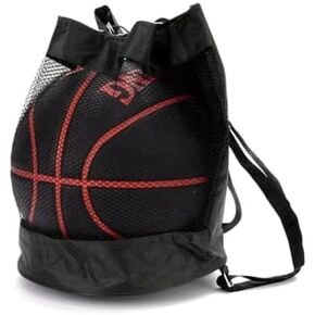 Drawstring Basketball Backpack Basketball Case Mesh Bag Soccer Storage Backpack Outdoor Volleyball Ball Storage Bags 32cm, Black