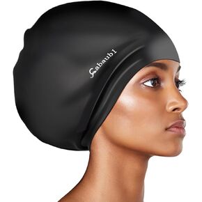 Extra Large Swim Cap for Braids and Dreadlocks,Waterproof Silicone Swim Caps,Swimming Cap for Women Men,Swim Cap Designed for Long Hair Braids Dreads Locs Thick Curly Hair,Keep Hair Dry