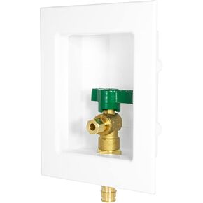EFIELD Pex Pre-assembled Ice Maker Outlet Box, 1/2-Inch Pex F1960 Pex-a Expansion Fitting Connection with Installed 1/4-Turn Ball Valve, White, with Copper Arrestor