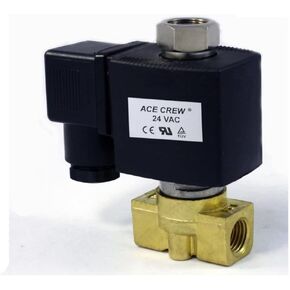 AceCrew Brass Solenoid Valve 3/8 inch NPT 24V AC Normally Open - fluid control valve