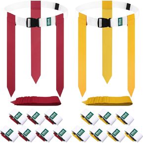 Flag Football Belts, 14 Player Flag Football Set Includes 14 Adjustable Belts, 42 Flags for Youth, Kids & Adults Training (Yellow and Red)