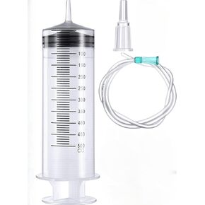 500ml Large Syringe with 32 Inch Tube and Needle, Sterile and Individual Sealed, Plastic Garden Syringe for Liquid, Paint, Epoxy Resin, Oil, Watering Plants, Refilling