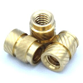 [ J&J Products ] Brass Insert IUTB-832, 8-32 Thru-Threaded, 6.2 mm OD, 8.2 mm Length, Heat Staking Inserts, 50pcs