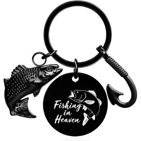 Fishing in Heaven Cremation Urn Keychain Fish Memory Key Tag -Fish Urn Memorial Keychain-Ashes Keychain Cremation Jewelry