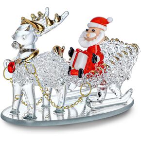 H&D HYALINE & DORA تماثيل سانتا مزلقة من الزجاج المنفوخ، زخارف عيد الميلاد المصنوعة يدويًا، تماثيل عيد الميلاد الزجاجية الصغيرة للديكور الداخلي وعروض العطلات in Kuwait