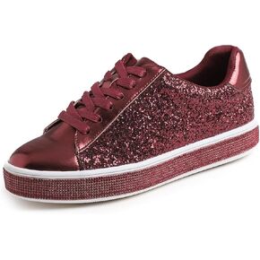 FEVERSOLE Women's Fashion Sparkle Platform Rhinestone Party Holiday Wedding Sneakers