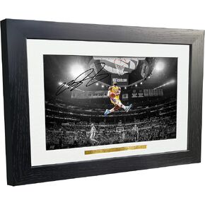 Kitbags & Lockers 12x8 A4 LeBron James Slam Dunk LA Lakers Los Angeles Autographed Signed Photo Photograph Picture Frame Basketball Poster Gift