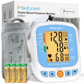 ESM201 Blood Pressure Monitors for Home Use, Upper Arm BP Monitor with 9-17" Comfort Large BP Cuff, Backlit Big Numbers Display, Takes Average of 3 Readings and Irregular Heartbeat Detector