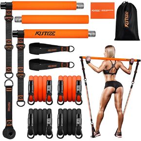 Pilates Bar Kit with Resistance Bands, Pilates Equipment, Multifunctional Pilates Bar for Women & Men, Pilates bar kit for for Hip, Back, Arm, Full-Body Workouts, Home Gym Strength Training Equipment