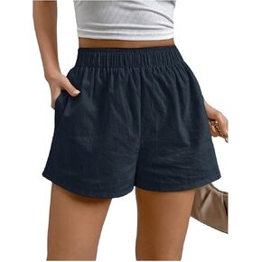 SOLY HUX Women's Summer Shorts Elastic High Waisted Wide Leg Short Pants Casual Cute Shorts