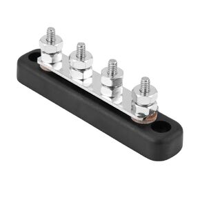 Common Line Buss Bar Terminal,100A 4 Screws Ground Distribution Block Junction Block with 2 Stud AC 300V DC 48V for busbar Solar Bus bar Terminal 5/16 dc Negative Bus bar Bus bar