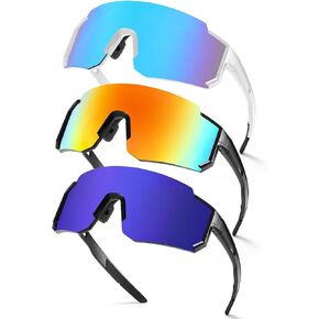 MALIDAK 3-Pack Youth Baseball Sunglasses, Wraparound Sturdy Goggles Protection for Outdoor Activities
