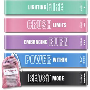 Resistance Bands for Working Out. Set of 5 Levels Resistance Loop Exercise Bands + Carry Bag. Workout Bands for Physical Therapy, Home Fitness, Strengthening. Stretch Bands for Legs, Glutes