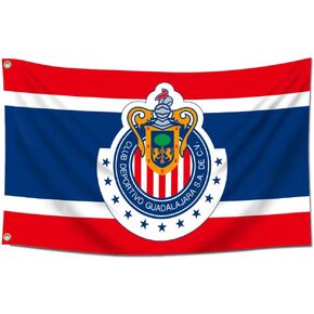 Eksent Flag Banner Guadalajara 3x5 feet Mexico Futball Soccer for Chivas fans (Duplex printing,Bright & Vibrant 150D Polyester,Brass grommet design