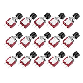 MECCANIXITY 15 Pcs 2A/5A 250V AC/120V AC 7mm Mini Momentary Push Button Switch SPST NO+NC Black Switch Button with Soldering Foot for Electronic Devices