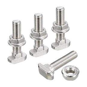 uxcell M8x30mm T Slot Drop-in Bolt and M8 Hexagon Flange Nut Set, 20 Sets Hammer Head T-Bolt T Shape Stud Sliding Screw for 40 Series Aluminum Profile