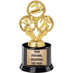 Crown Awards Triathlon Trophies with Custom Engraving, 7.25" Personalized Triathlon Trophy On Deluxe Round Base Prime