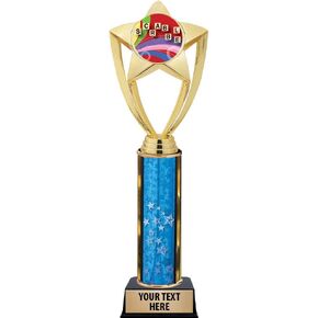 Crown Awards Scrabble Trophies, 11" Gold Star Scrabble Trophy with Engraving Included Prime