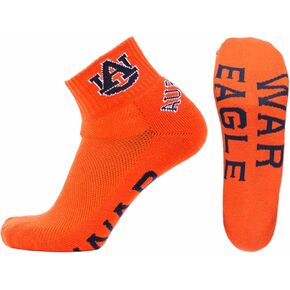 Auburn Tigers Unisex Quarter Socks, Orange, One Size, NCAA Officially Licensed - DB Fan Gear