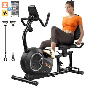YOSUDA PRO Recumbent Exercise Bike for Home Use with Resistance Bands-Recumbent Bike with Smart Workout APP, Comfortable Seat, Pulse Sensor & 16-level Resistance