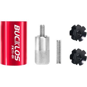 BUCKLOS Bike Fork Star Nut Setting Install Tool with Free Star Nuts and Spare Special Screws for 1", 1-1/8" Threadless Fork Tubes and Headset System, Stainless Steel Bicycle Star Nut Installation Tool