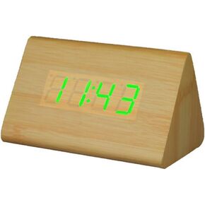 Garneck Sound Controllable Smart Digital Clock - LED Large Digital Display Desktop Clock - Wooden Electronic Digital Alarm Clock - Triangle Creative Clock