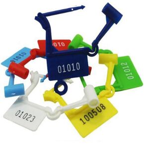 50 pcs Plastic Security Padlock Seals Numbered Tamper Proof Disposable Self-Locking Plastic Tags Luggage Multicolored Padlock Self Locking Zip Ties for Suitcases, Clothing and Article