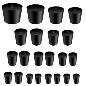 Rubber Stopper - 22 Pcs Solid Rubber Stoppers,11 Assorted Sizes 000# - 8# Tapered Lab Seal Rubber Stoppers