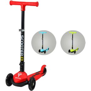 3 Wheels Kick Scooter for Kids ages 3+, with Built-in LED Light-Up Wheels, Adjustable Handlebar, Foldable Stand, Non-Slip Deck, Reliable Brakes, Lean-to-Steer Self Balancing.