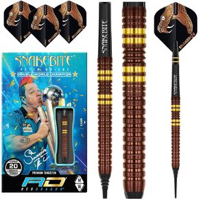 RED DRAGON Peter Snakebite Wright Copper Fusion Premium Tungsten Darts Set with Flights and Stems