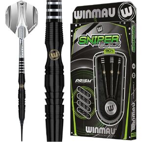 Winmau Sniper Black Professional Tungsten Darts Set with Flights and Stems (Shafts)