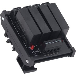 4P DC to DC Relay Module 3‑32V Input 5‑8A 5‑60V Relay Module Load DIN Rail Solid State Relay Common Negative Terminal Relay with Indicators