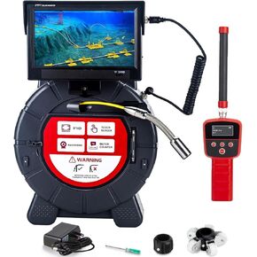 كاميرا الصرف الصحي مع محدد الموقع، شاشة 9 بوصة 1080 بيكسل عالية الدقة، كاميرا فحص الصرف الصحي مع جهاز إرسال واستقبال 512 هرتز، كاميرا DVR استنزاف الثعبان 16 جيجابايت ذاتية التسوية (512 هرتز، مستقبل التسوية الذاتية، 40 مترًا / 131 قدمًا) in Kuwait