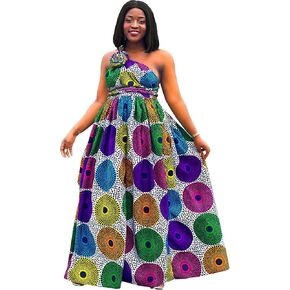 SHENBOLEN Women African Print Maxi Dress Dashiki Long Dress